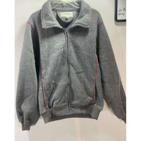 LL‎ Bean Men's Jacket Size Large Gray Red Trim - Picture 1 of 5